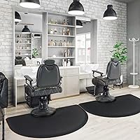 Salon mats for Hair Stylist 3′x4′ Barber Shop Salon Floor Chair Mat -Black Semi Circle Hair Stylist Station Mats -1/2