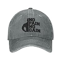 No-Pain-No-Gain Trucker Hat for Men Women Denim Cowboy Baseball Caps Distressed Dad Hats Adjustable Black