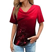 Y2K Tops For Women,Tiered Square Neck Short Sleeve Tailored Fit T-Shirt Tie Dye Tunics Top To Wear With Leggings