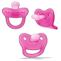 Smilo Newborn Baby Pacifier - 3 Pack of Orthodontic Pacifiers for Babies from 0-2 Months - Expands to Support The Palate During Soothing - BPA-Free - Pink