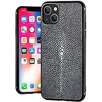 Pearl Fish Leather Phone Case, for Apple iPhone 14 Case 6.1 inch 2022 Business Shockproof Fully Wrapped Back Phone Cover (Color : Grey)