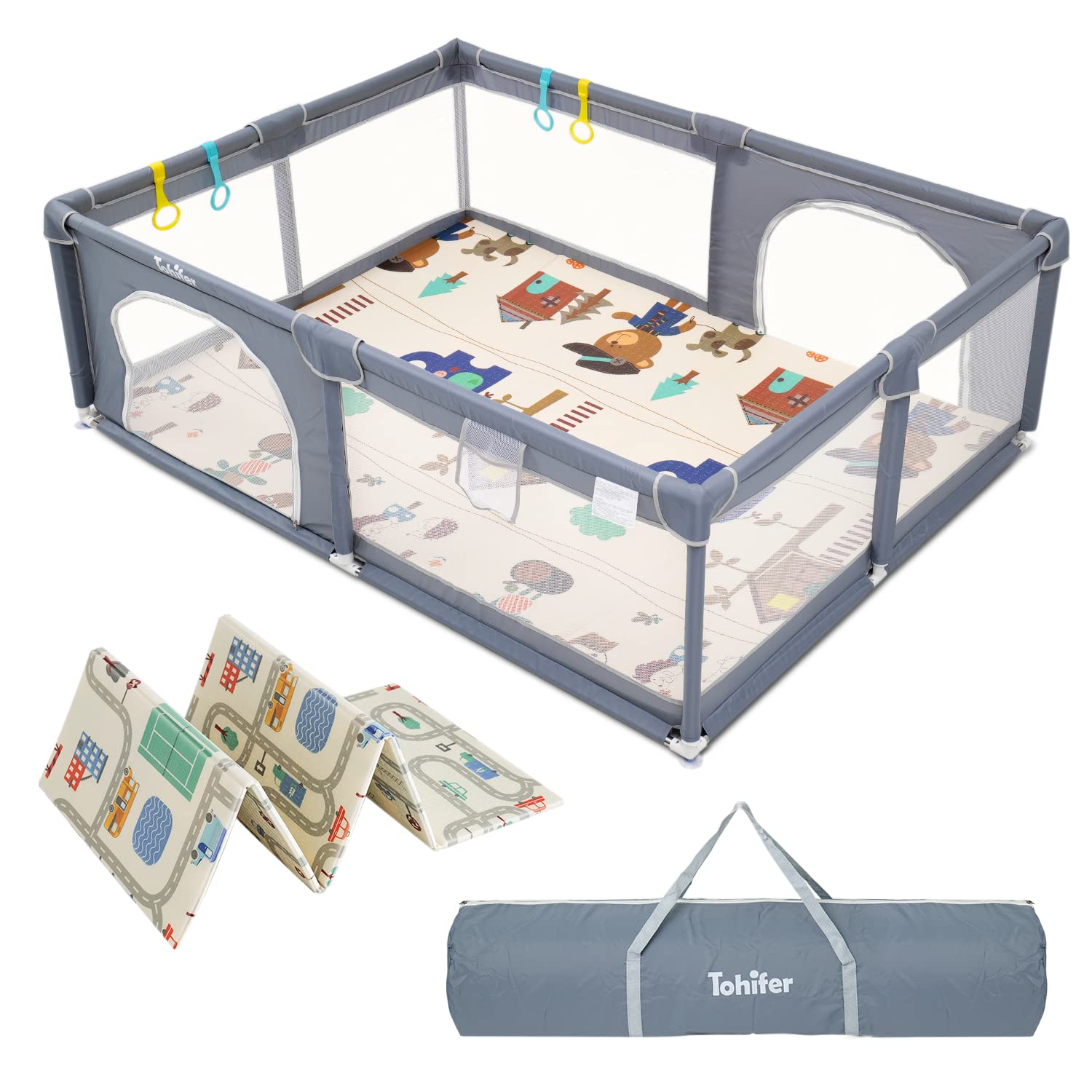 Baby Playpen with Mat, Large Baby Play Yard for Toddler, BPA-Free, Non-Toxic, Safe No Gaps Playards for Babies, Indoor & Outdoor Extra Large Kids A...