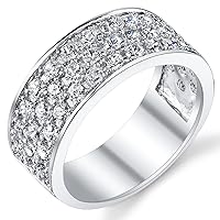 Metal Masters Co. Sterling Silver 925 14K Gold Mens Wedding Band Engagement Ring 3 Row Cubic Zirconia CZ 9MM