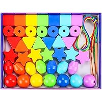 BMTOYS Lacing Beads for Kids - 70pcs Threading Beads Occupational Therapy  Toys for Kids Fine Motor Skills Developmental Activity OT Toys