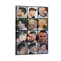 GEBSKI Modern Barber Shop Salon Hair Cut for Men Chart Poster (6) Canvas Painting Posters And Prints Wall Art Pictures for Living Room Bedroom Decor 16x24inch(40x60cm) Frame-style