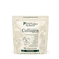 Great Lakes Wellness Collagen Peptides Powder for Skin Hair Nail Joints - Unflavored - Quick Dissolve Hydrolyzed, Non-GMO, Keto, Paleo, Gluten-Free, No Preservatives - 4 lb. Value Pouch