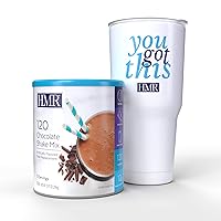 HMR 120 Shake and Tumbler Starter Set (Chocolate) - Chocolate Shake Meal Replacement Powder, 12g Protein, 120 Cal., Canister of 12 Servings paired with an HMR Extra Large 28 Oz. Stainless Tumbler