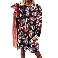 American Grown Canada Root Women's Long Sleeve T-Shirt Dress Casual Tunic Tops Loose Fit Crewneck Sweatshirts with Pockets