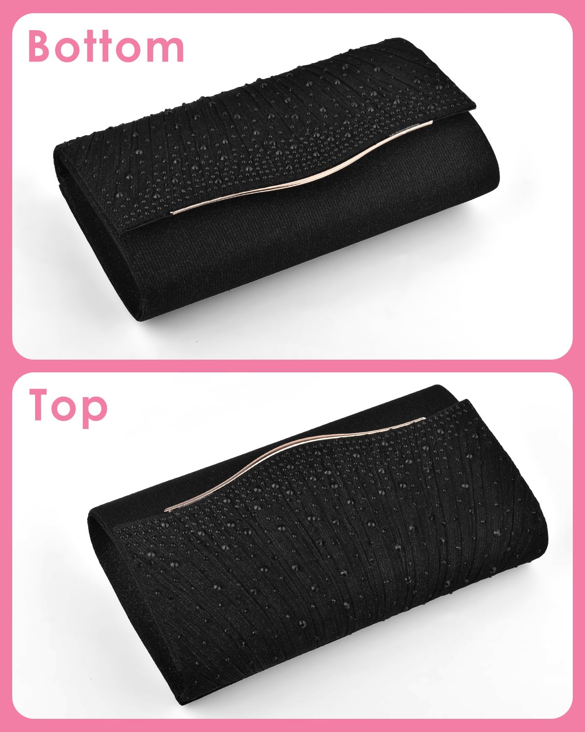 TINDTOP Clutch Purses for Women Evening, Formal Party Clutch Bags Sparkling Shoulder Envelope Handbags Cocktail Clutches