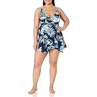 EVANS Women's Plus Size Swim Dress Sharkb Pr