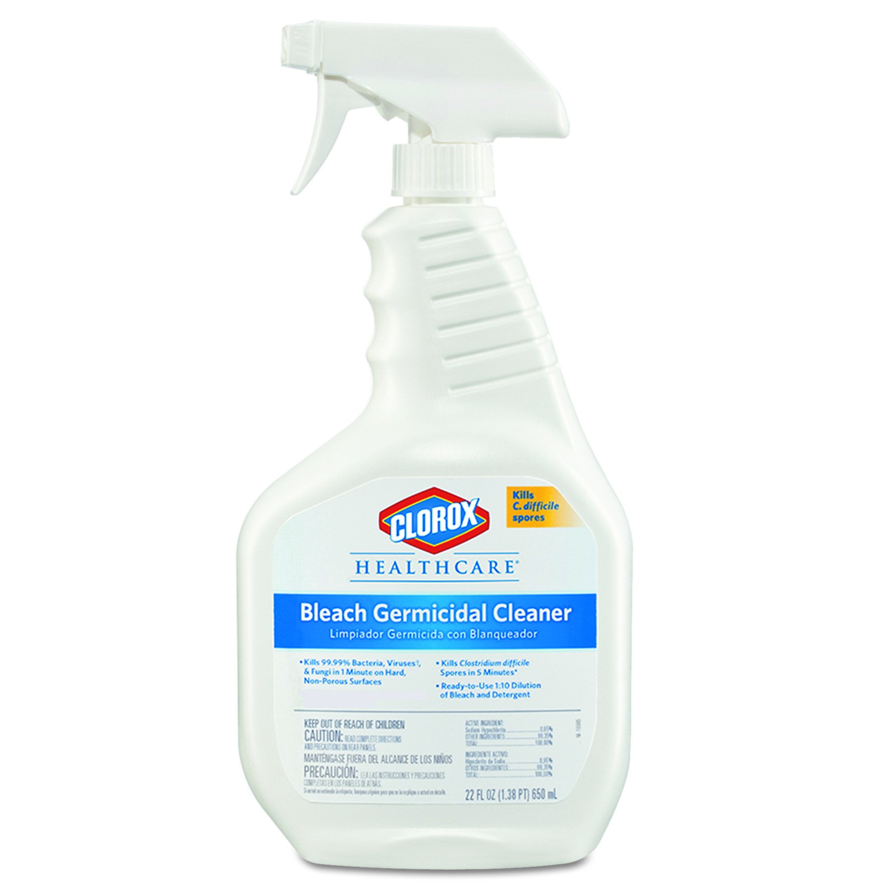 Clorox Healthcare 68967CT Bleach Germicidal Cleaner, 22oz Spray Bottle (Case of 8)