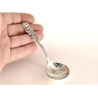 Personalized Sterling Silver Hammered Rose handle Spoon Dimensions: W1.25×L 4