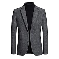 Suits for Men,Mens Wool Blend Blazer Jacket Lightweight Herringbone Tweed Blazer Two Button Casual Sport Suit Coat