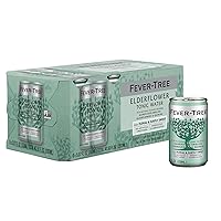 Fever Tree Elderflower Tonic Water - Premium Quality Mixer - Refreshing Beverage for Cocktails & Mocktails. Naturally Sourced Ingredients, No Artificial Sweeteners or Colors - 150 ML Cans - Pack of 8