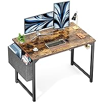 OLIXIS Small Computer Desk 40 Inch Home Office Work Study Writing Student Kids Bedroom Wood Modern Simple Table with Storage Bag & Headphone Hooks