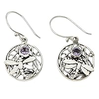 NOVICA Handmade .925 Sterling Silver Amethyst Dangle Earrings Fair Trade Silver Sterling Purple Indonesia Animal Themed Birthstone Dragonfly [1.3 in L x 0.7 in W x 0.2 in D] 'Wild Dragonfly'