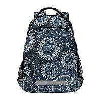 ALAZA Moon Sun Star Dark Blue Backpack Purse for Women Men Personalized Laptop Notebook Tablet School Bag Stylish Casual Daypack, 13 14 15.6 inch