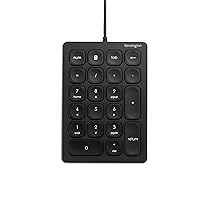 Kensington Wired Numeric Keypad, 21-Key Number Pad with 4 Shortcut Keys, Quiet Scissor Keys, Compact USB-A Numeric Keyboard, for Windows, macOS & Chrome OS (K79820WW), Black