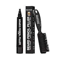 Pacinos Beard Pencil Filler - Water Proof, Long Lasting Coverage & Natural Finish - Beard, Moustache & Eyebrows - Micro-Fork Tip for Seamless Application - Bristle Brush Included(Light Brown)