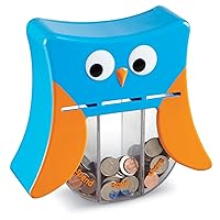 Learning Resources Wise Owl Teaching Bank - 4 Pieces, Ages 3+ Toddler Learning Toys, Play Money Toy for Kids, Save Spend Give Bank