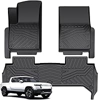 All Weather Floor Mat Fit for Rivian R1T 2023 2022 Accessories, 1st & 2nd Row TPE Waterproof Protect Interior Liner Floor Mats Set (Not Fit for R1S)
