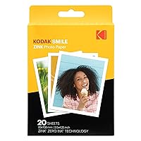 Zink KODAK 3.5x4.25 inch Premium Print Photo Paper (20 Sheets) Compatible with KODAK Smile Classic Instant Camera