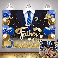 7x5ft Father's Day Backdrop I Love Dad Blue Gold Glitter Balloon Shirt Tie Black Father's Day Party Background Thank You Daddy Family Photo Booth Festival Photography Decor Props
