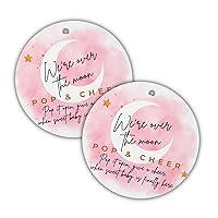Pop It When She Pops Over The Moon Theme Boho | 30 pk 2.5” Circle Hang Tags for Mini Champagne Bottles Labels Stickers