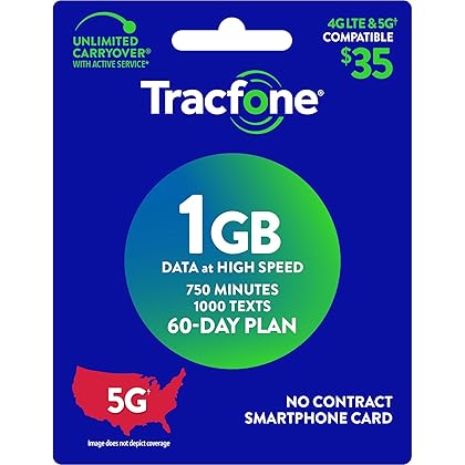 TracFone $35 750 Min, 1000 Text, 1GB Data 60–Day Plan [Physical Delivery]