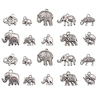 UR URLIFEHALL 50 Pcs Tibetan Silver Animals Charms Antique Silver Elephant Charms Pendants for DIY Craft Jewelry Making