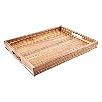 Pipishell Serving Tray with Handles, Bamboo Breakfast Tray Wooden Trays for  Eating, Working, Storing, Used in Bedroom, Kitchen, Living Room, Bathroom