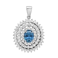 Multi Choice Oval Shape Gemstone 925 Sterling Silver Solitaire Accents Cluster Pendant Jewelry