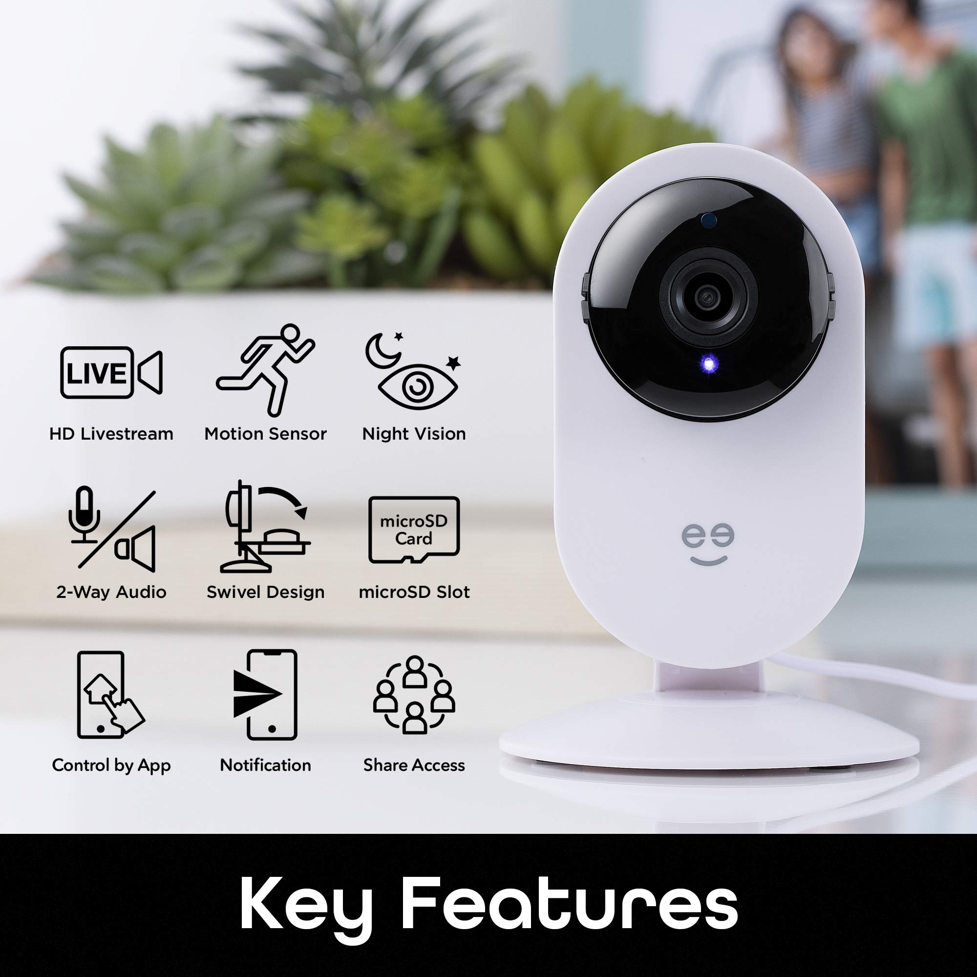 Geeni Glimpse 1080p WiFi HD Smart Camera – Indoor Home Security Camera – No Hub Required – Voice Control – Motion Detection Camera Compatible