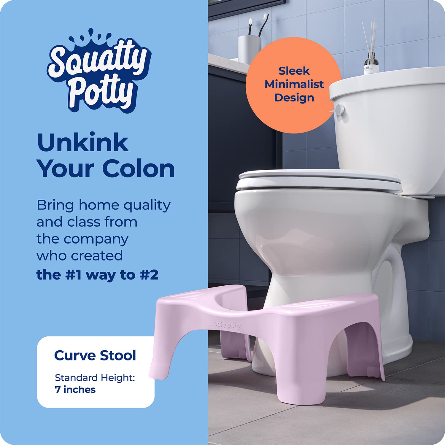 Squatty Potty The Original Bathroom Toilet Stool Curve Lightweight with Sleek and Modern Design, Pink, 7