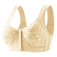 Daisy Bras for Older Women, 2024 New Comfortable Convenient Front Close Button Cotton Wireless Bras for Older Women No Wire