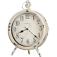 Howard Miller Newdale Mantel Clock II 549-752 – Distressed Antique White Finish, Aged Metal, Black Arabic Numerals, Glass Crystal, Antique Home Décor, Quartz Movement