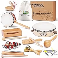 LOOIKOOS Toddler Musical Instruments Natural Wooden Percussion Instruments Toy for Kids Preschool Educational, Musical Toys Set for Boys and Girls with Storage Bag
