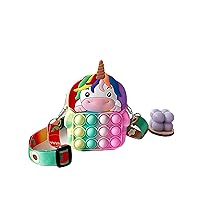 Cartoon Animal Silicone Bubble Pop Colorful Crossbody Bag (Unicorn)