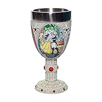 Disney Showcase Beauty and The Beast Stained Glass Scenes Decorative Chalice Goblet Cup, 1 Count (Pack of 1), Multicolor