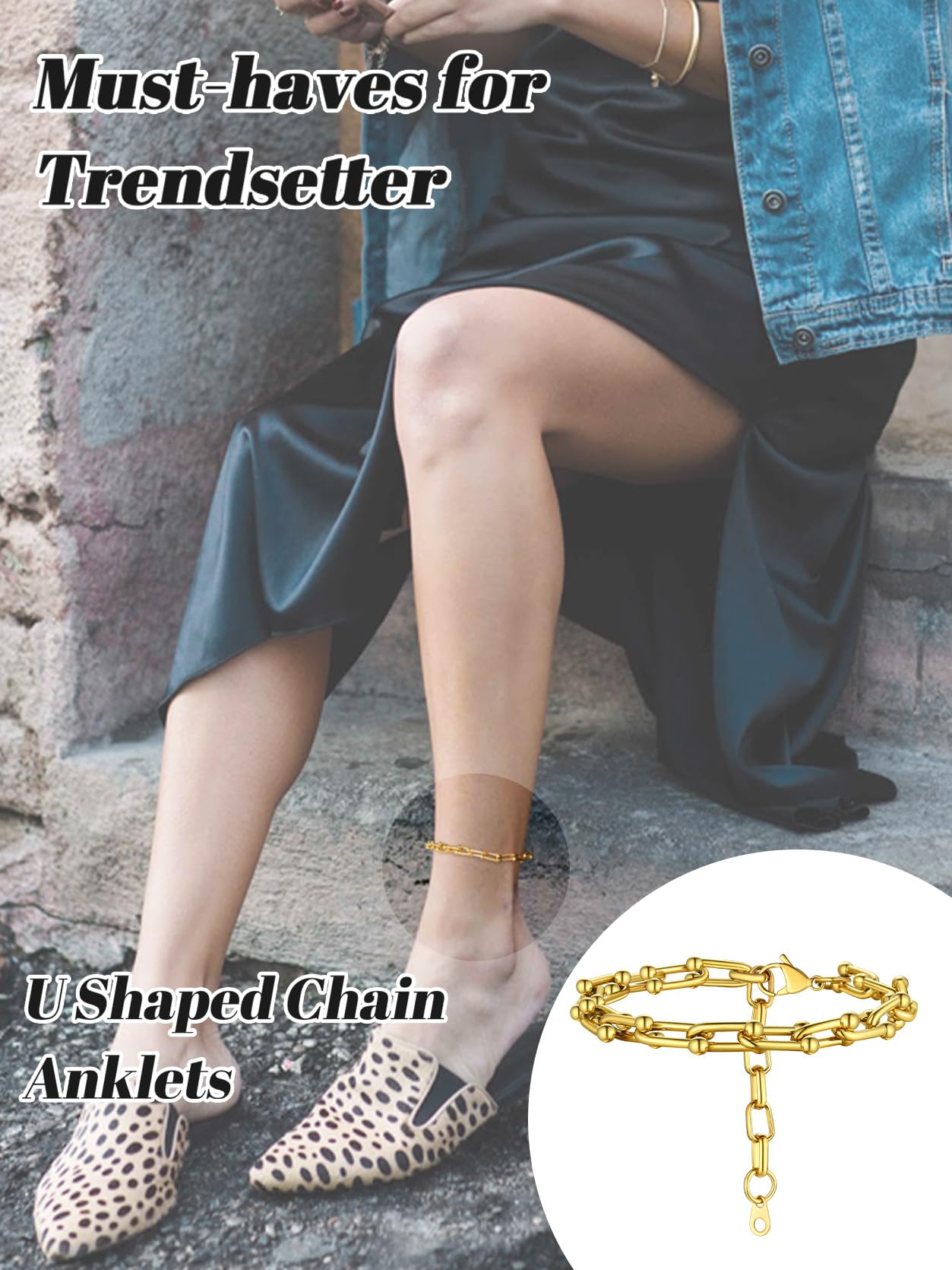 KeyStyle Paperclip Chain Choker for Women, 6mm U Shaped Link Bracelet Anklets, Minimalist Chains Necklace for Hip Hop Rapper
