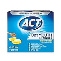 Dry Mouth Lozenges With Xylitol, Sugar Free Honey-Lemon, 18 Count