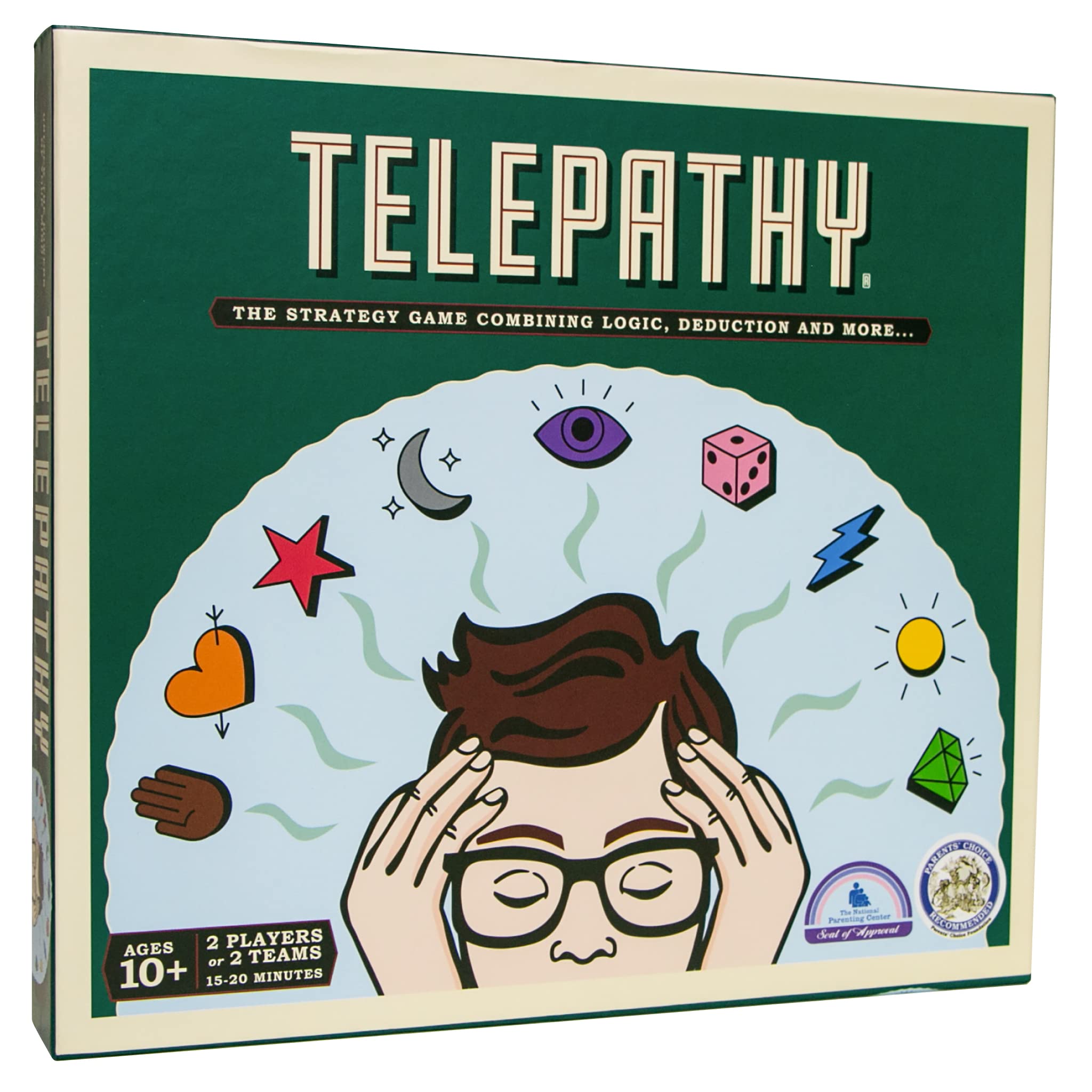 Mighty Fun! - Telepathy® Board Game - Award-Winning Strategy Board Game of Memory, Logic and Deduction for Kids, Adults and Families - 2 Person or Teams - Ages 10+
