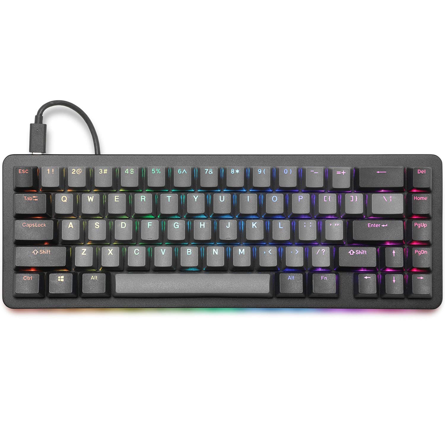 DROP ALT Mechanical Keyboard — 65% (67 Key) Gaming Keyboard, Hot-Swap Switches, Programmable Macros, RGB LED Backlighting, USB-C, Doubleshot PBT, Aluminum Frame (Halo Clear, Black)