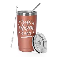 Best Mom Ever Gifts Mom Tumbler Mug(Pink), 20 oz Coffee Tumbler Cup Gifts for Mom From Daughter Son Gift for Women Christmas Gift for Wife Women