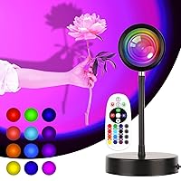 DEESHE Sunset Projection Lamp - 180° Rotatable, 16 Colours, LED, USB Powered, Decorative Atmospheric Lighting, Night Light, for Selfies, Bedroom, Living Room, Meditation, Multicoloured