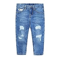 KIDSCOOL SPACE Baby Girl Boy Jeans,Little Kid Elastic Band Inside Ripped Denim Jeans Pants