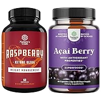 Bundle Raspberry Ketones, Green Tea Extract and African Mango Blend and Acai Berry Antioxidant Support Weight Loss Supplement - Suppress Appetite & Burn Fat - Supports Immune System and Boost Energy