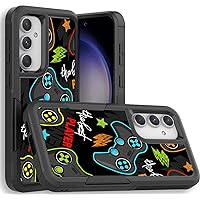 Case for Samsung Galaxy S23 FE, Gaming Controller Best Player Pattern Shock-Absorption Hard PC and Inner Silicone Hybrid Dual Layer Armor Defender Case for Samsung Galaxy S23 FE 2023