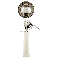 Winco No.10 Ice Cream Disher with Plastic Handle, Size 10, 3 3/4 oz capacity, Ivory, Stainess Steel