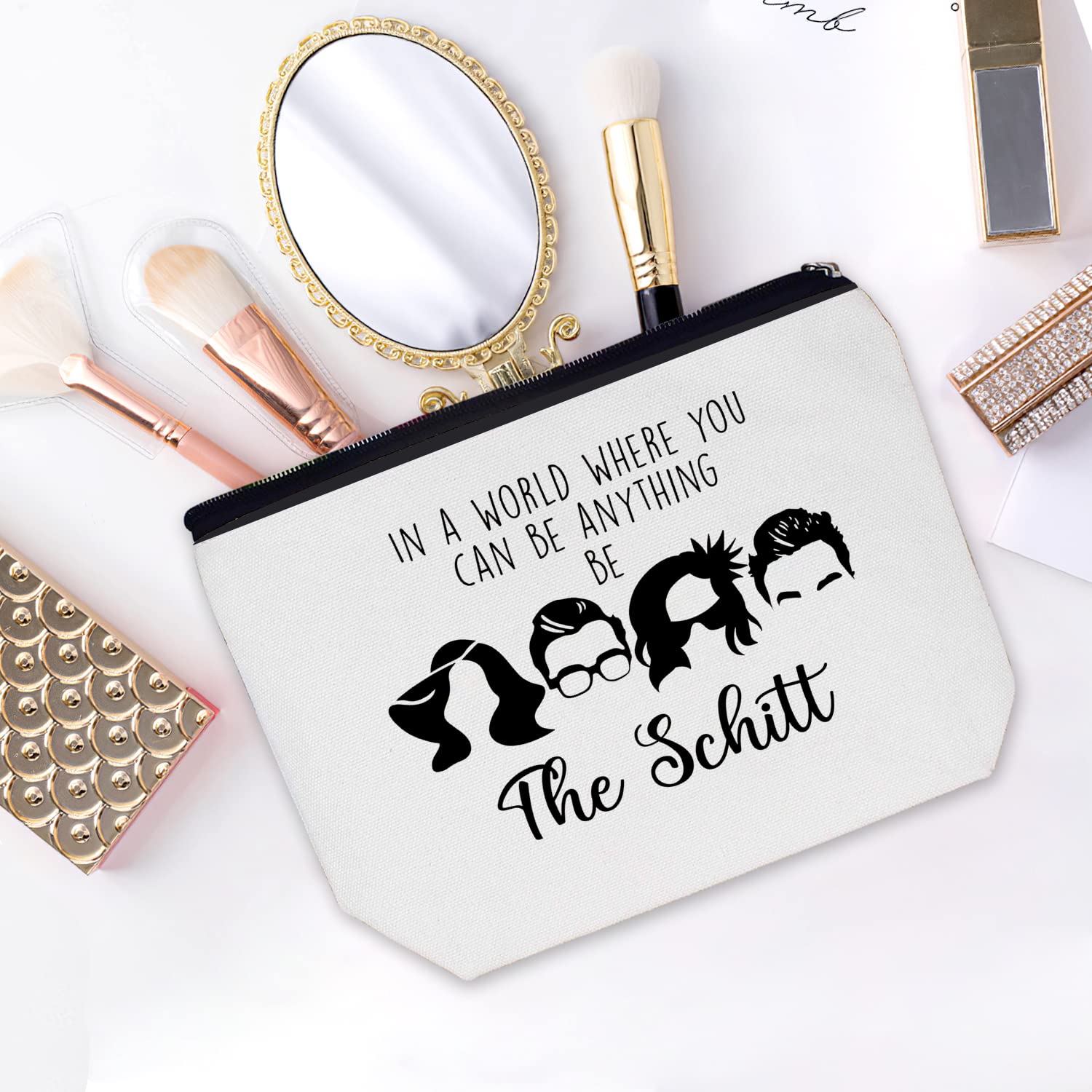 Wxptxf Funny Gear Merch Zipper Pouch Makeup Bag In A World Where You Can Be Anything Be Inspired Merchandis for Women Friends Gifts Travel Cosmetic Bag 1